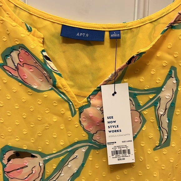 Apt.9 High Low Lined Floral Shirt - Picture 2 of 4